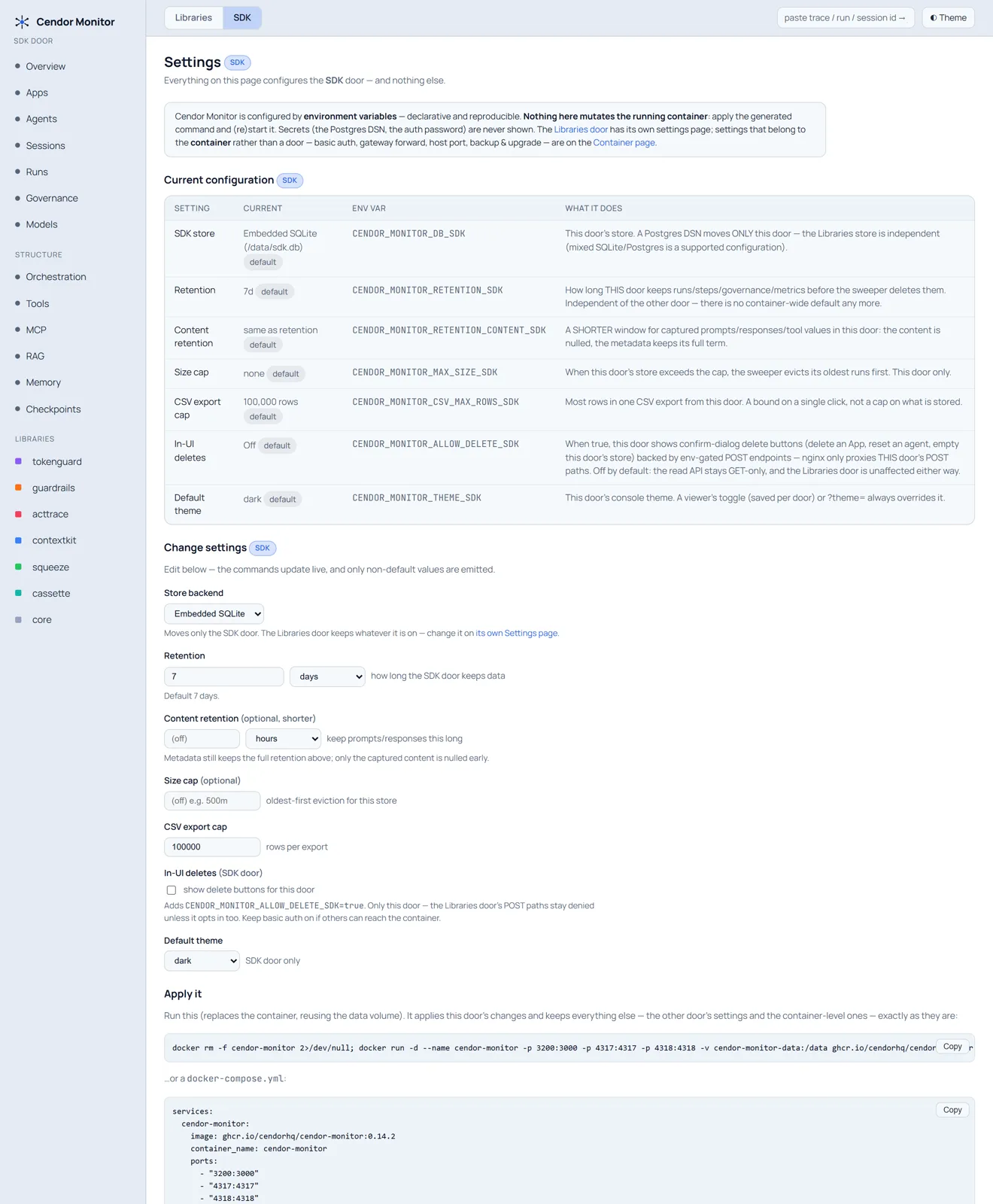 Cendor Monitor — Config, per door (light)